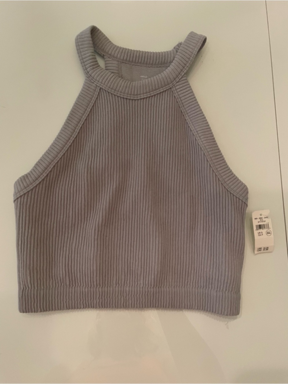 aerie Ribbed Halter Crop Top - Light Gray